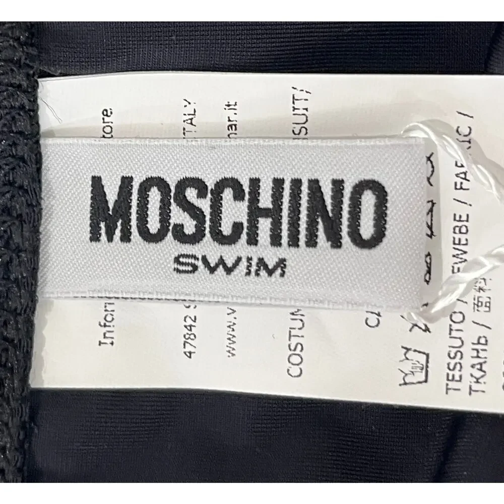 5-6 MOSCHINO Men's NWT Swimsuit Brief Speedo Metal Logo Black/Red Size Medium